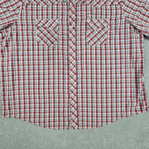 Wrangler Wrancher‎ Western Shirt Mens 3XL Red Plaid Pearl Snap Casual Cowboy - Picture 3 of 9